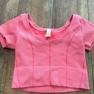 American Eagle Outfitters Pink Ribbed Crewneck Sweater